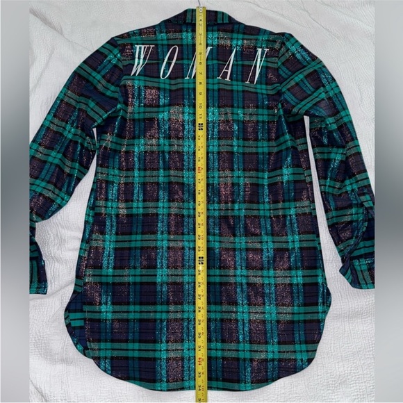 RARE OFF-WHITE c/o VIRGIL ABLOH Oversized Metallic Plaid Overshirt Button up XXS - Picture 9 of 10